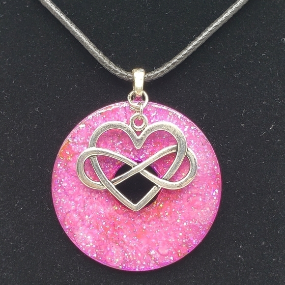 Heart in the Infinity Symbol Charm Pendent Necklace - Picture 1 of 5